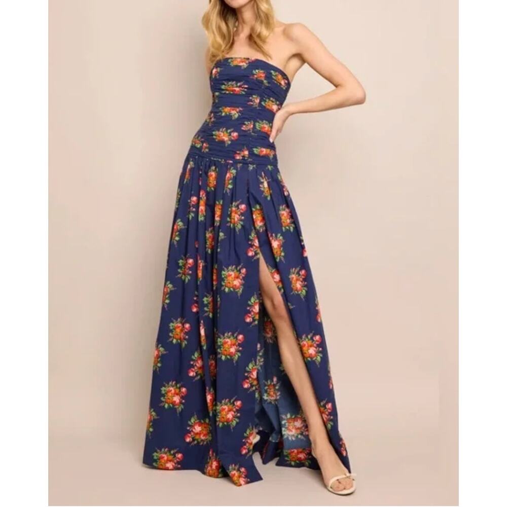 CARA CARA Montreal Maxi Gemma Scarf Blue Floral Strapless Gown Women's‎ Size 2 - Picture 12 of 13